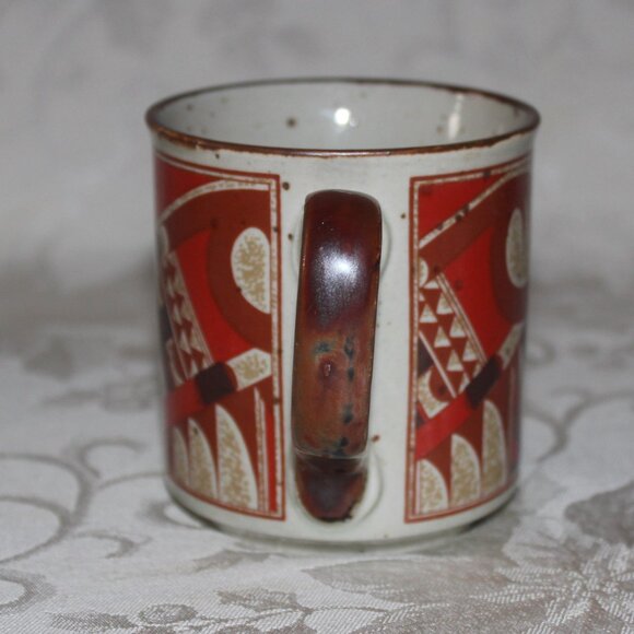 Otagiri Style Speckled Stoneware Mug | MCM Geometric Abstract Design - Picture 4 of 16